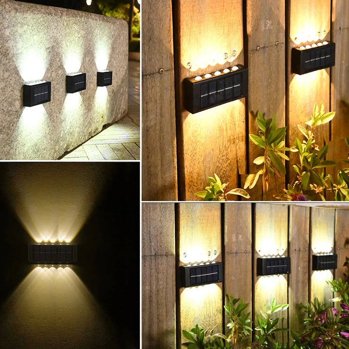 10 LED Solar Wall Light – IP65 Waterproof Outdoor Security Wall Lamp for Garden, Yard, Fence, Porch, and Patio (Warm/White Light, Auto Sensor, Energy-Saving)
