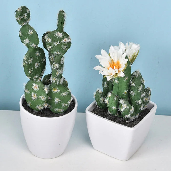 Mini Fake Plastic Cactus Bonsai – Realistic Artificial Succulent Plant for Home, Office, Living Room, and Desk Decor (No Pot)
