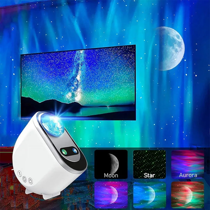 Aurora Borealis Galaxy Projector Night Light – LED Starry Sky Moon Lamp with Remote Control for Bedroom, Home Decor, and Gifts