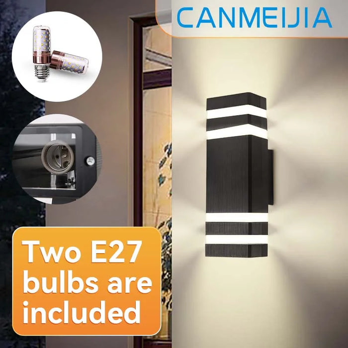 Outdoor Waterproof LED Wall Light – E27 Bulb, Up & Down Facade Lighting for Garden, Stairs, and Entrance