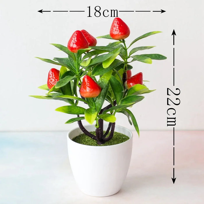 Artificial Bonsai Plant – 22cm Potted Simulated Fruit Tree for Home, Garden, and Office Decor