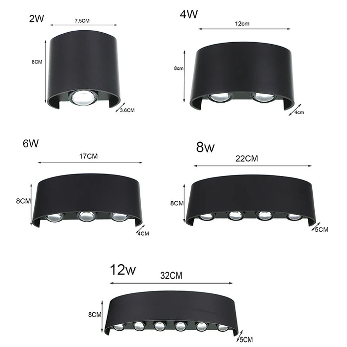 LED Outdoor Wall Light – Waterproof Modern Nordic Style Wall Lamp for Living Room, Porch, and Garden – 2W to 12W