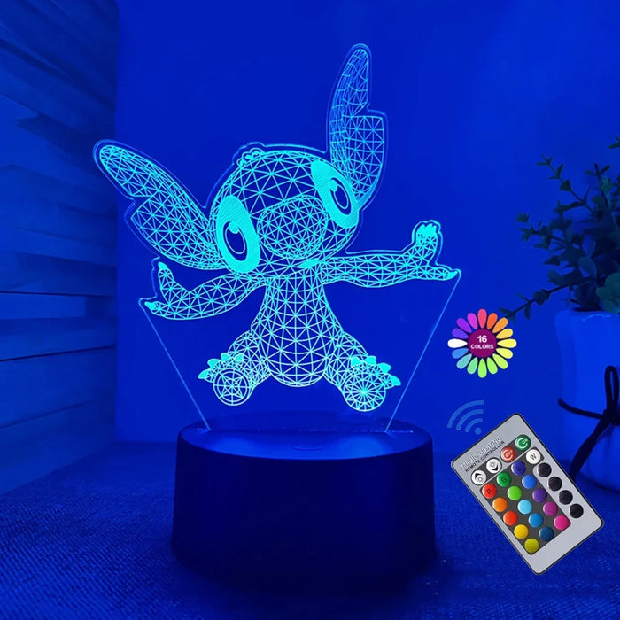 3D Illusion Stitch Night Light – Remote Control and Smart Touch LED Lamp for Bedroom, Kids’ Room, and Gifts – Perfect for Birthdays, Valentine’s Day, and Christmas