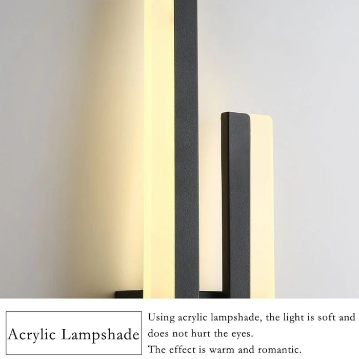 Modern LED Wall Lamp – Black & Gold Acrylic Wall Sconce for Living Room, Bedroom, and Interior Decor