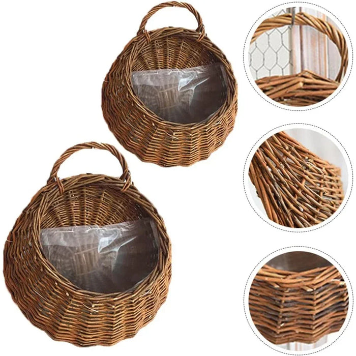 Woven Hanging Basket Planter – Eco-Friendly Rattan Storage Container for Home Garden Wall Décor – Indoor/Outdoor Hanging Basket for Plants, Flowers, and Decoration