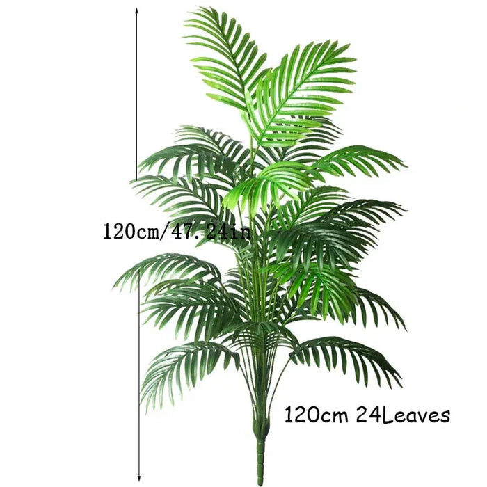 59in Artificial Palm Tree with Monstera Leaves – Large Fake Tropical Plant for Home, Garden, Shop, and Party Decor