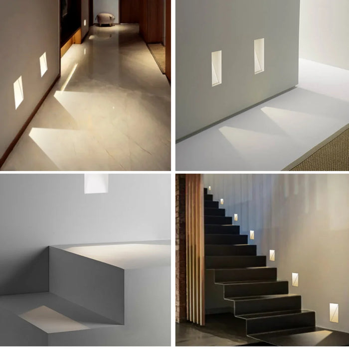 LED Embedded Wall Lamp with PIR Motion Sensor – 3W White & Black Staircase Footlight for Aisle, Corridor, and Home Lighting