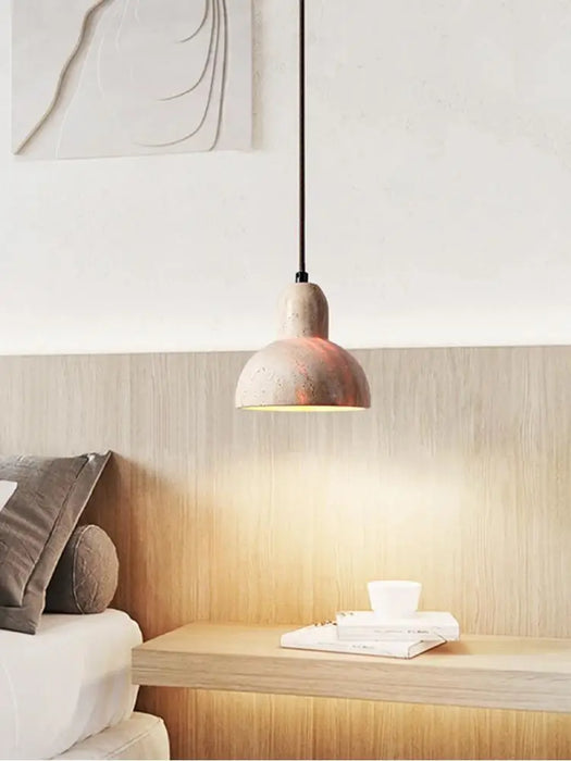 Wabi-Sabi Pendant Light – Yellow Cave Stone Bedside Lamp for Bedrooms, Restaurants, and Modern Decor