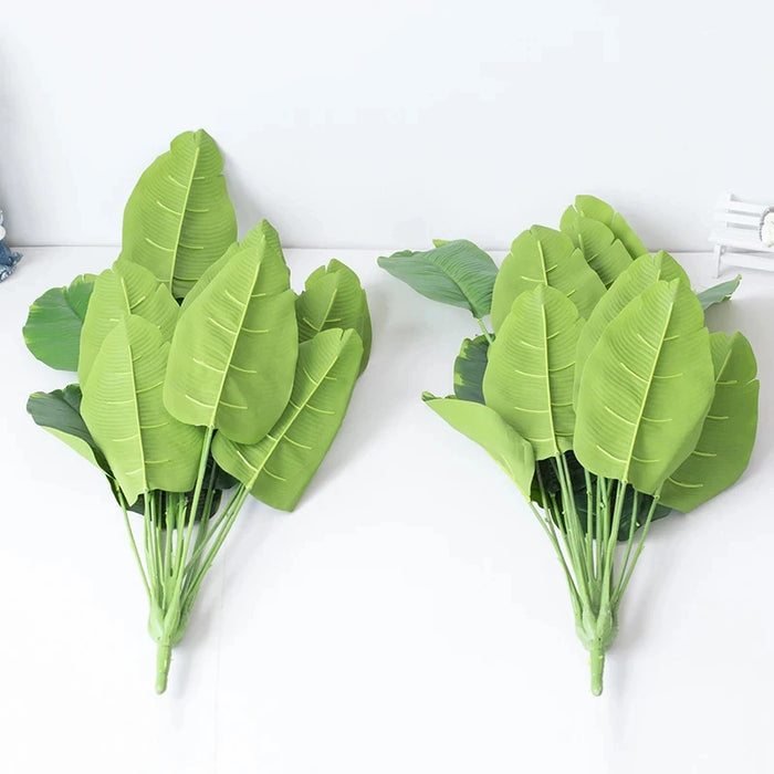 Large Artificial Tropical Palm Tree – Fake Banana and Monstera Leaves Real Touch Plastic Plant for Home and Garden Decor