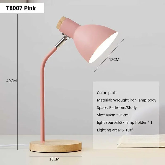 Wooden Creative Table Lamp – Nordic Flex Desk Light, LED E27, Eye Protection Reading Lamp for Bedroom, Living Room & Home Decor