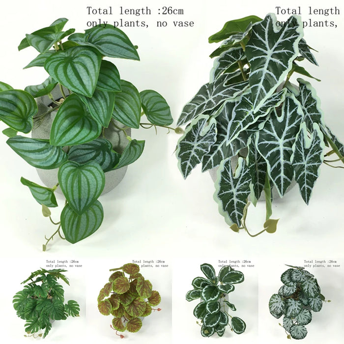 Artificial Turtle Back Leaf Vine – Realistic Rattan Potted Ornament for Home, Wedding, and Garden Decor