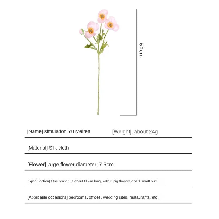 4-Head Artificial Poppy Flowers – Silk Western Chrysanthemum for Wedding, Home, and Pastoral Decor