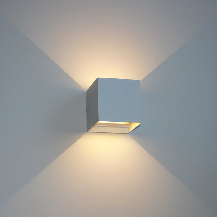 Modern Outdoor LED Wall Lamp – IP65 Waterproof Square Wall Light Fixture for Garage, Porch, and Exterior Walls (Aluminum Body, White/Black/Gray, AC85–265V)