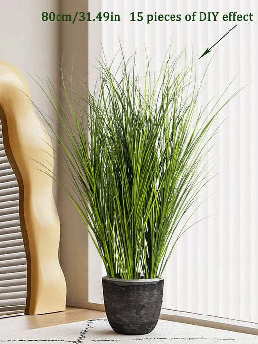 Large Artificial Reed Grass – Faux Onion Grass Plants for Wedding, Garden, and Office Décor – PVC Tropical Green Leaves Bouquet (50-95cm)