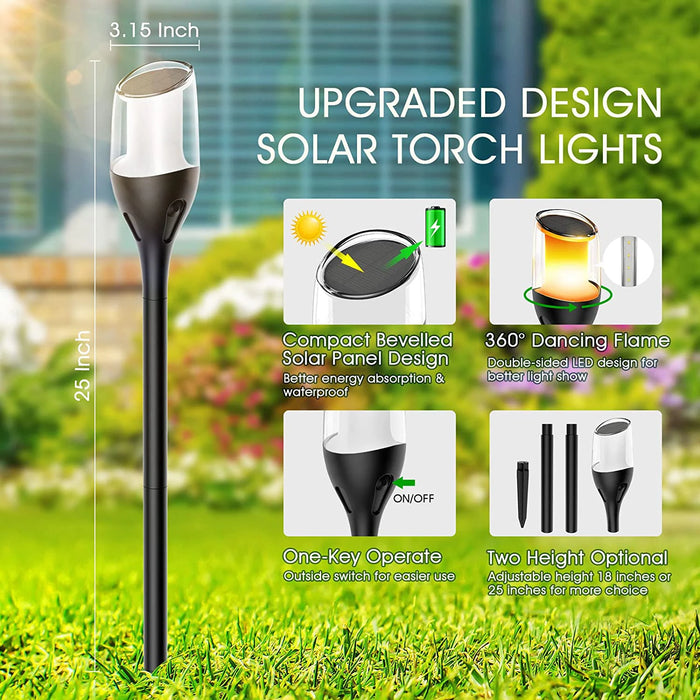Flickering Flame Solar Torch Lights – Waterproof LED Garden Lamps for Yard, Pathway, and Patio | Outdoor Decorative Solar Lights