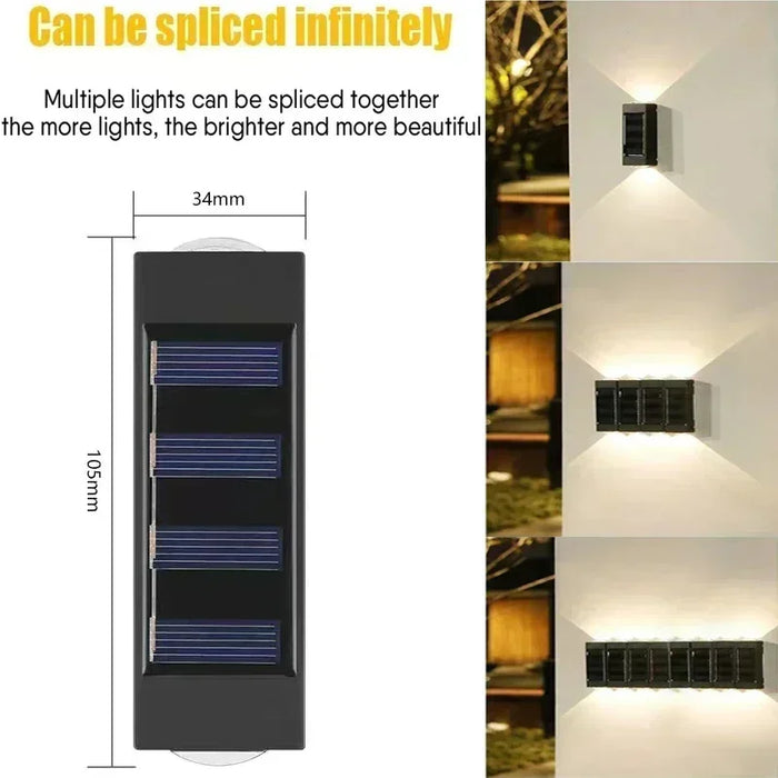 Solar Wall Lights Outdoor – Up and Down LED Light, Waterproof, Solar-Powered, Modern Porch Lamp for Garden, Balcony, Patio, and Landscape