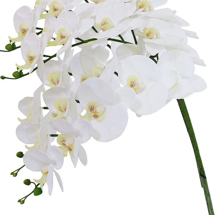 9-Head Butterfly Orchid Artificial Flowers - 38” Latex Phalaenopsis Bouquet for Wedding, Party, and Home Decoration