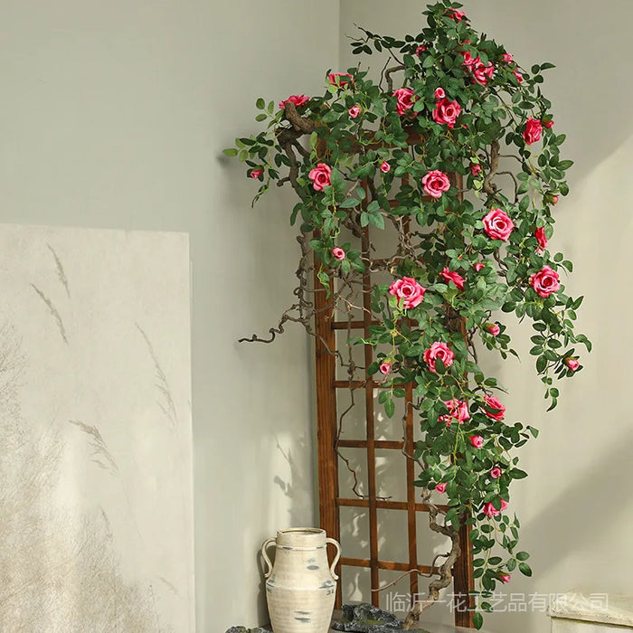 Rose Vine Wall Hanging Flower Decor – Silk Floral Rattan for Wedding, Reception, Party, and Home Decoration (66cm)