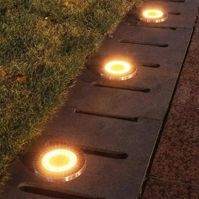 Solar-Powered LED Disk Lights – Outdoor Waterproof Garden Pathway and Deck Lighting