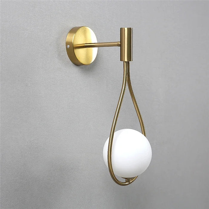 Modern Metal and Glass Ball Wall Lamp – Nordic Style Wall Lighting for Living Room, Bedroom, Aisle, Corridor, and Staircase – AC Powered, LED Bulb Included