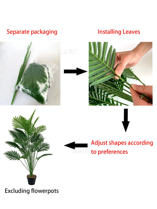 1pc Artificial Palm Plant Leaves – Faux Monstera & Turtle Leaf for Outdoor & Indoor Decor – Large Tropical Palm Tree Imitation Leaves