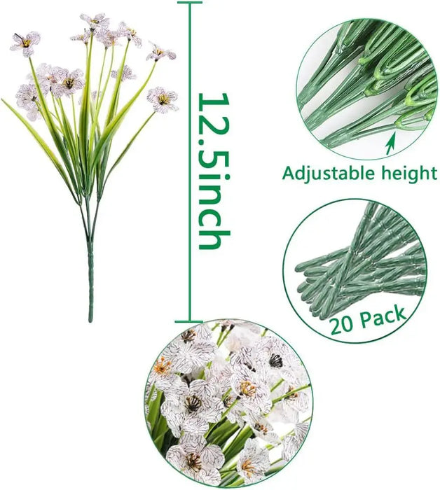 2/6/10 Bundles Outdoor Artificial Flowers – UV Resistant Faux Silk Flowers for Garden, Front Porch, and Outdoor Décor