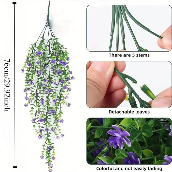 3pcs Artificial Hanging Plants – Faux Eucalyptus Leaf Greenery Vine – UV Resistant Plastic Outdoor Hanging Plants for Home, Garden, and Party Decoration