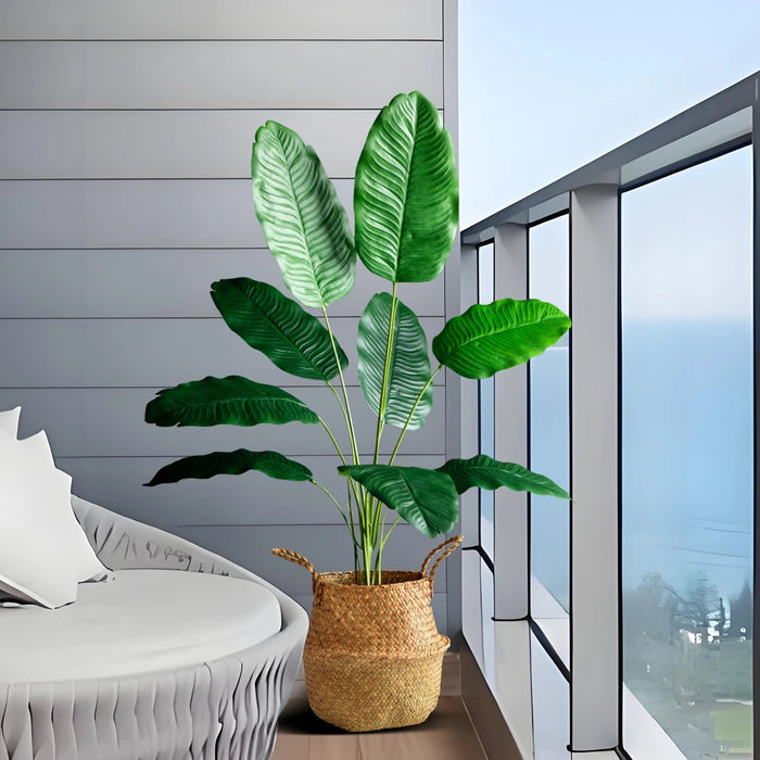 85-115cm Large Artificial Bird of Paradise Tree – Tropical Fake Banana Leaves & Palm Plant for Home and Garden Decor