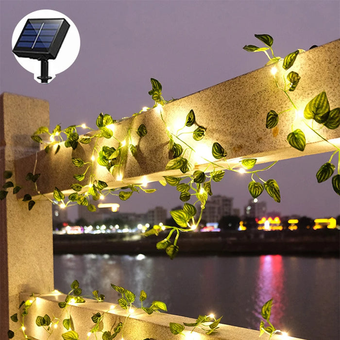 Fairy Lights Solar-Powered Maple Leaf String Lights – Waterproof Outdoor Garland for Garden and Christmas Decoration, 10m 100 LED / 5m 50 LED