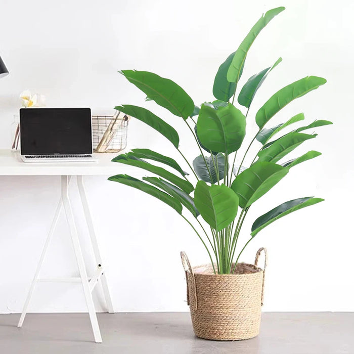 Artificial Tropical Palm Tree – Large Leaf Strelitzia with Fake Banana & Monstera Leaves for Home, Garden, and Office Decoration