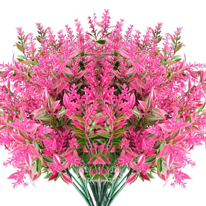 12PCS Artificial Lavender Plants – UV-Resistant, No-Fade Faux Flowers for Wedding, Home, Christmas Wreath, and Outdoor Garden Decoration