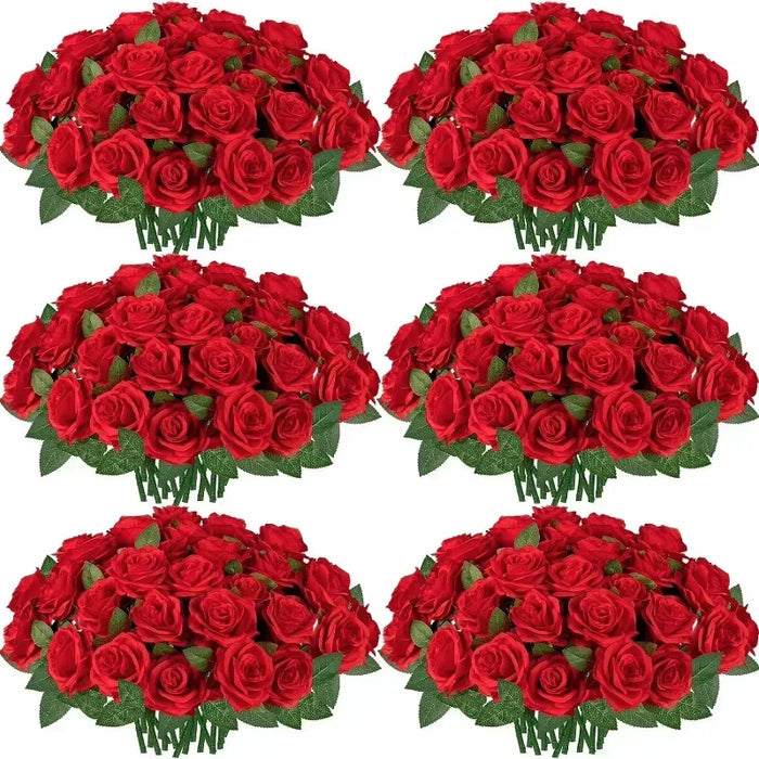 50 Pcs Artificial Silk Roses – Realistic Fake Rose Flowers for Wedding Centerpieces, Home Decor, Party Decorations, and DIY Bouquets
