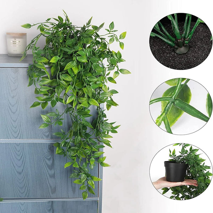 Artificial Ivy Plant with Plastic Leaves in Pot – 65CM Decorative Hanging Vine for Wedding, Christmas, Home, and Garden Décor