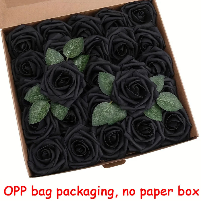 25pcs Artificial Red Roses with Stems – Fake Flowers for DIY Wedding Bouquets, Centerpieces, Party & Home Decorations