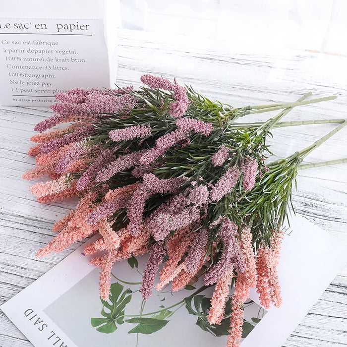 Foam Artificial Lavender Flowers Bouquet – Fake Lavender Plants for Wedding, Home, Office, Indoor & Outdoor Decoration, Table Arrangements