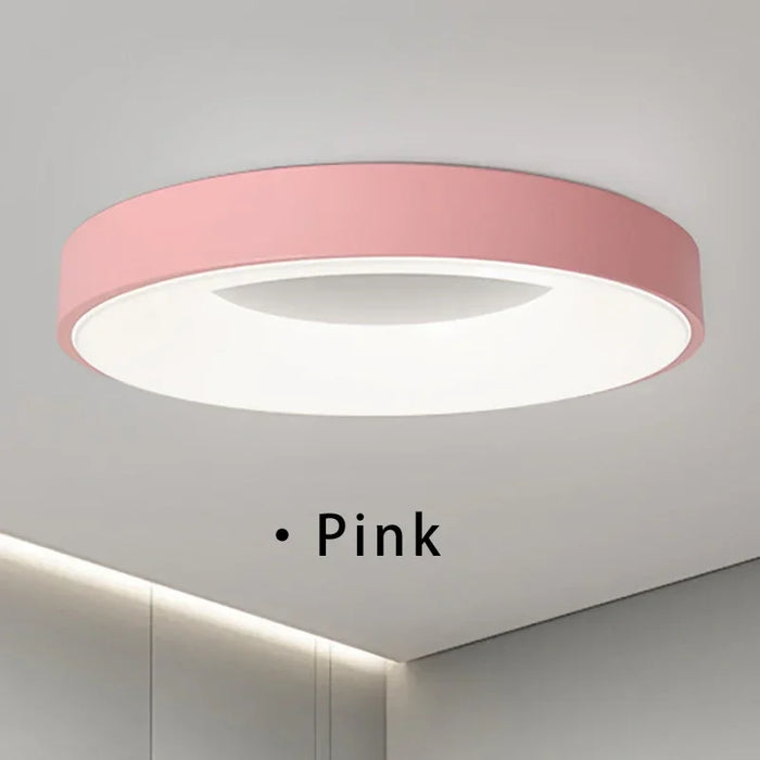 Modern Macaron LED Ceiling Light – Adjustable Circular Design with Remote Dimming for Bedroom, Living Room, and Corridor