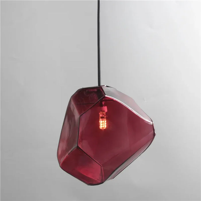 Colorful Stone Glass Pendant Light – G4 LED Lamp for Restaurant, Dining Room, Bar, and Cafe Lighting (AC 110-265V)