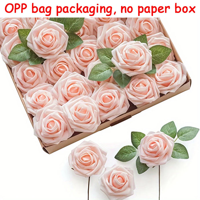 25pcs Artificial Red Roses with Stems – Fake Flowers for DIY Wedding Bouquets, Centerpieces, Party & Home Decorations