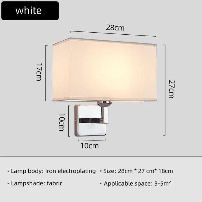 E27 Fabric Wall Lamp with Switch – LED Spotlight for Bedroom, Study, and Hotel Bedhead – Modern Nordic Wall Sconce