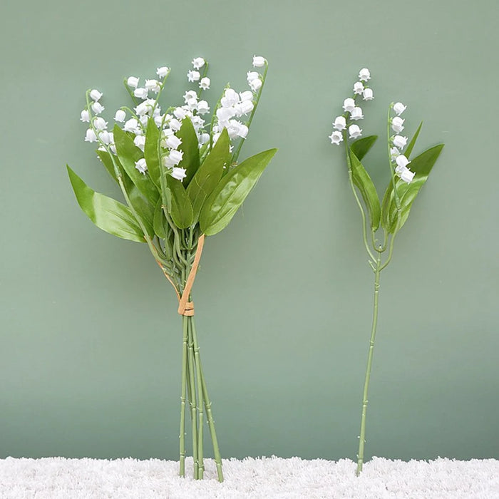 White Artificial Bellflower Bouquet – Handmade Plastic Flowers for Wedding, Home, and Party Decorations – Bride Holding Floral Arrangement