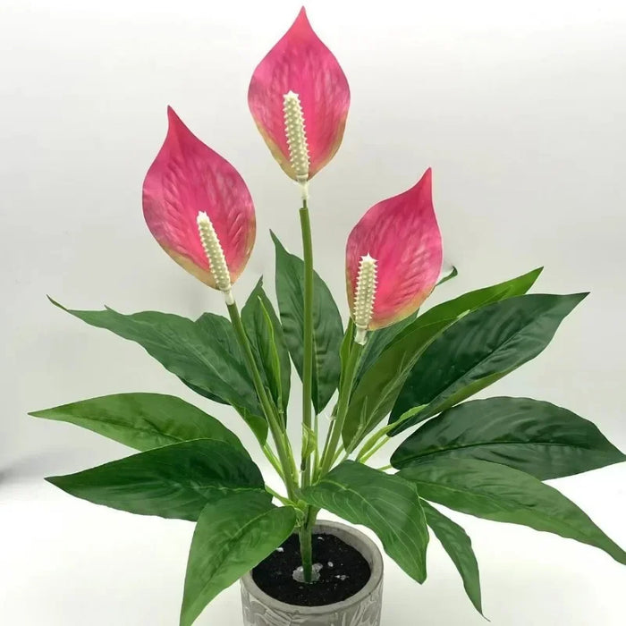 Artificial Anthurium Potted Plant – Lifelike Green Plant Desktop Ornament for Home, Office, and Wedding Decoration