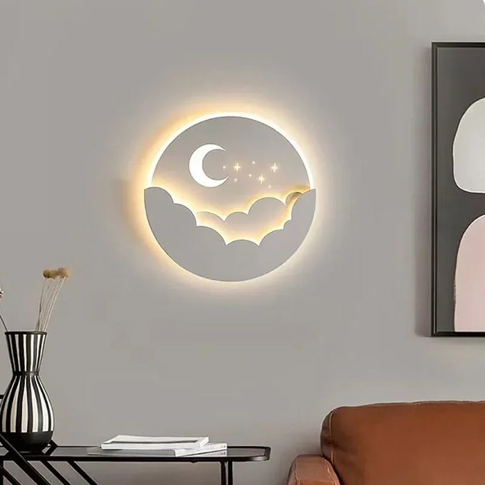 Modern LED Wall Lamp – Moon and Star Design for Living Room, Dining Room, Bedroom, and Study – Touch Control Sconce for Mood Lighting