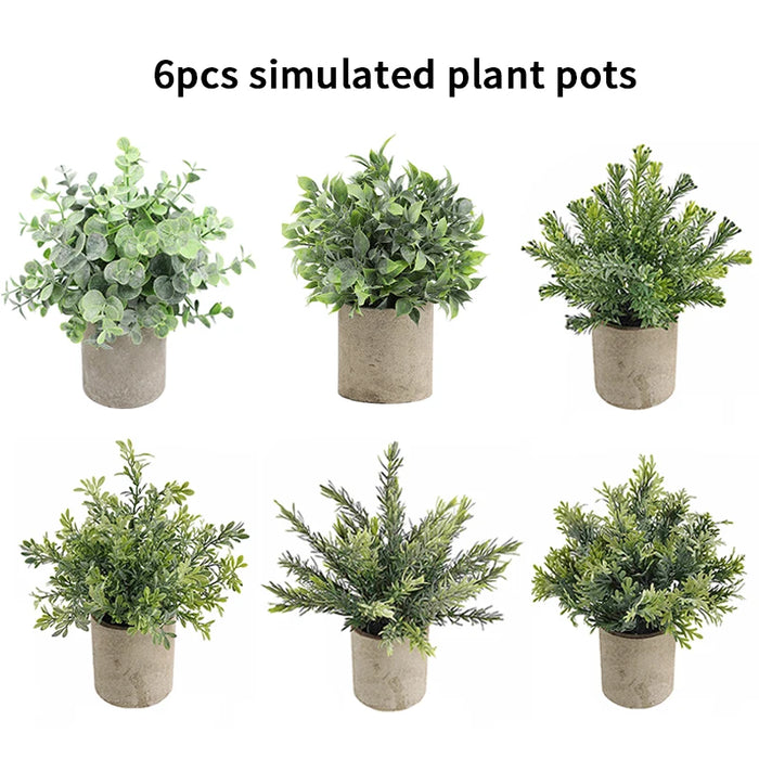 Artificial Eucalyptus Plant in Pot – Small Fake Bonsai for Home, Office, and Restaurant Desk Decoration