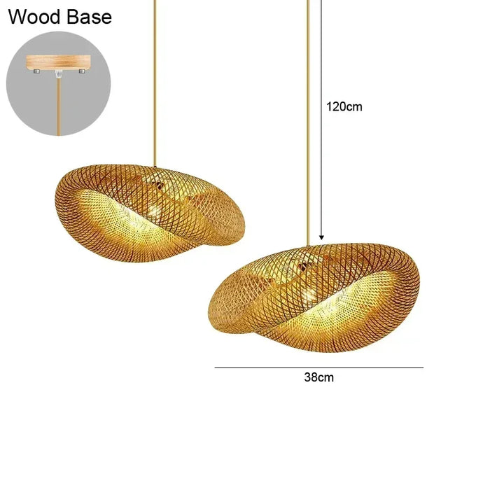 Handcrafted Bamboo Pendant Light – 40cm Rattan Woven LED Ceiling Lamp for Bedroom, Living Room, and Hotel Hall – Eco-Friendly Home Decor