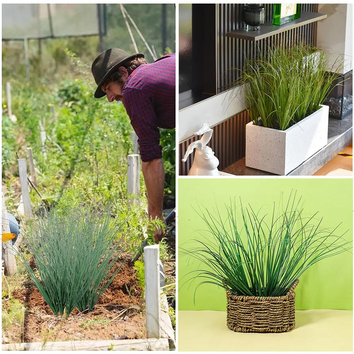 Artificial Onion Grass – 5pcs Fake Greenery for DIY Home, Wedding, and Outdoor Garden Decor – Realistic Potted Plastic Plant Shrubs for Indoor and Outdoor Decoration