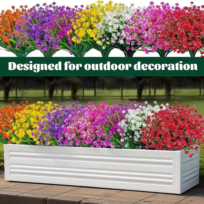 12 Bundles Artificial Flowers – Outdoor UV Resistant Fake Flowers, Premium Oxidation-Resistant Floral Decor for Garden, Balcony, Patio & Party