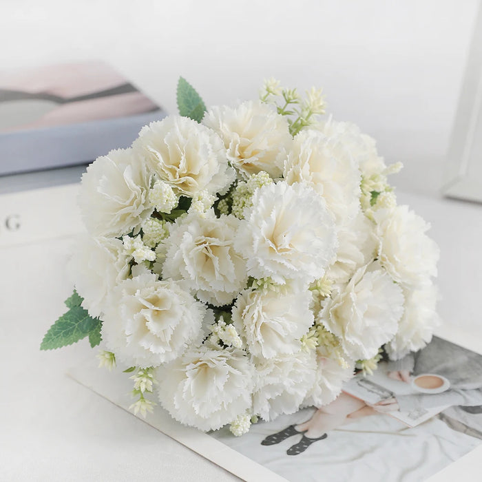 28cm Artificial Carnation Bouquet – 1/3 Pieces Silk Flower for Home, Wedding, Room, Garden Decoration, DIY Bride Holding Flowers