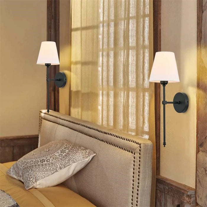 Modern LED Wall Lamp with Fabric Lampshade – Wall-Mounted Sconce for Bathroom, Bedroom, Corridor, or Stairway