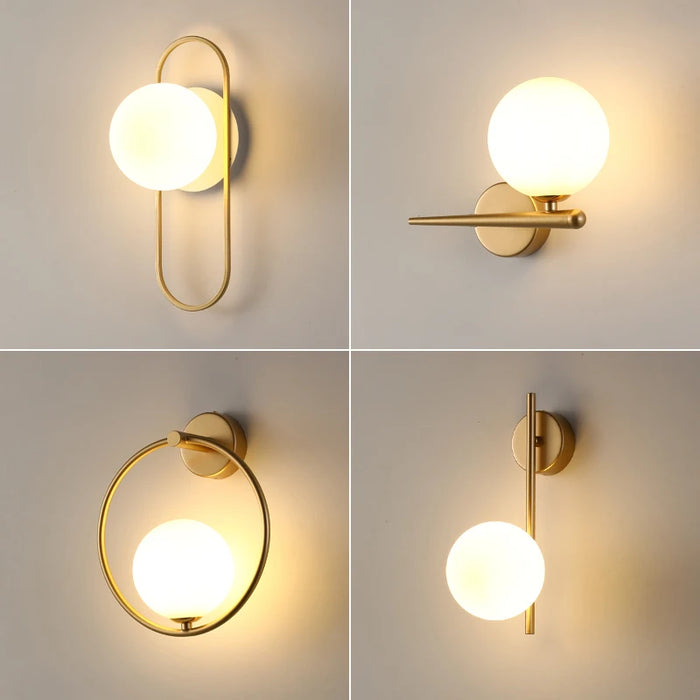 Indoor Glass Ball LED Wall Light – Modern Wall Sconce with G9 9W Bulb for Bedroom, Kitchen, and Living Room - Black & Gold Design