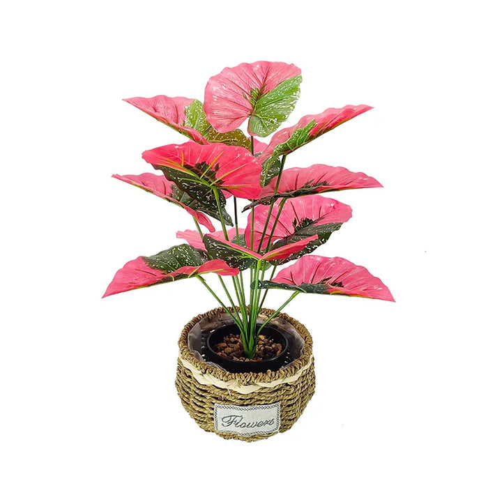 Red Leaf Artificial Flower Bonsai Plant – Fake Potted Decor for Home, Office, Weddings, and Parties